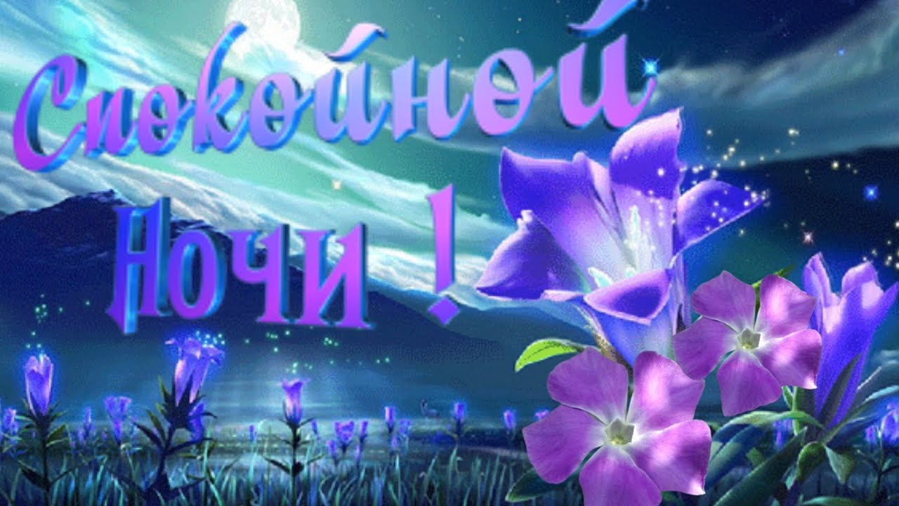 Открытка «Доброй ночи»: Спокойной ночи: магические цветы под луной.