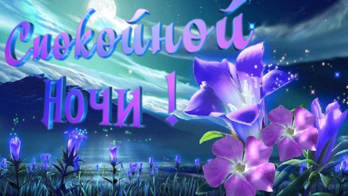 Открытка «Доброй ночи»: Спокойной ночи: магические цветы под луной.