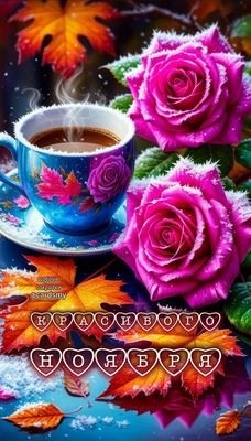 Открытка «С добрым утром»: С добрым утром: Красивого ноября и горячего кофе. Тэги: С добрым осенним утром, С добрым у…