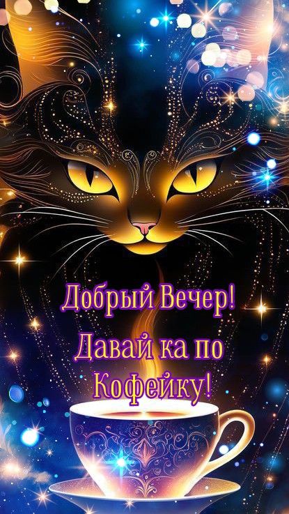 Открытка «Добрый вечер и пожелания»: Добрый вечер! Давай-ка по кофейку!. Тэги: Необычный добрый вечер, Доброго вечера…