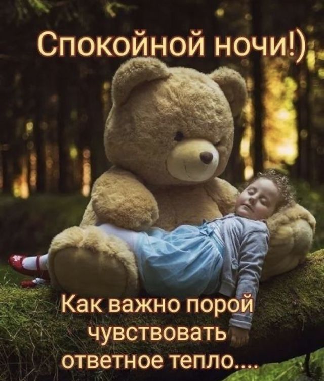 Открытка «Доброй ночи»: Спокойной ночи: «Тепло души» с плюшевым мишкой. Тэги: Спокойной ночи, пожелание, надпись…