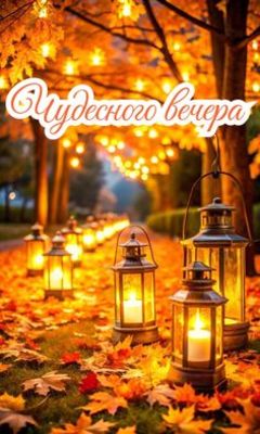 Открытка «Добрый вечер и пожелания»: Добрый вечер: «Чудесного вечера» в осеннем парке. Тэги: Доброго вечера и хорошег…
