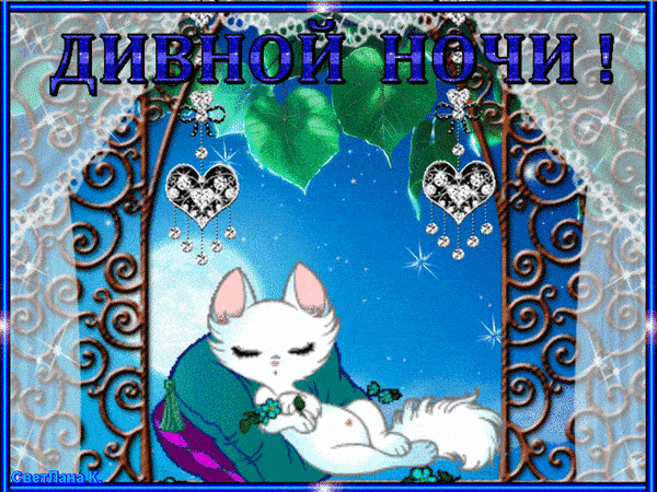Открытка «Доброй ночи»: Доброй ночи: «Чудесный сон котенка».