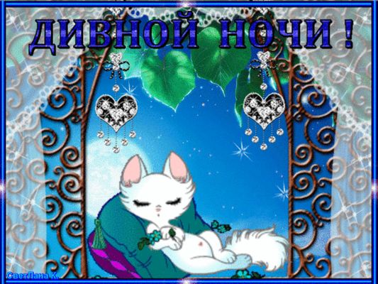 Открытка «Доброй ночи»: Доброй ночи: «Чудесный сон котенка».