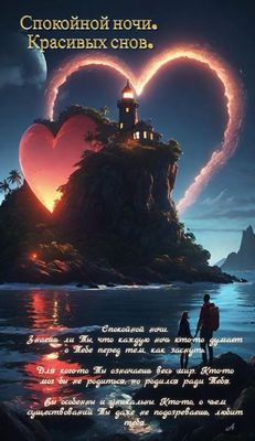 Открытка «Доброй ночи»: Спокойной ночи и красивых снов: открытка с сердцем. Тэги: Спокойной ночи, Спокойной ночи…
