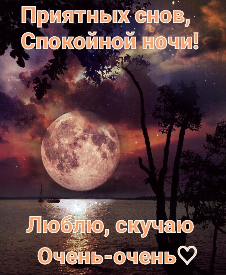 Открытка «Доброй ночи»: Спокойной ночи: Луна над морем для любимых. Тэги: Спокойной ночи, любезность, Спокойной ночи…