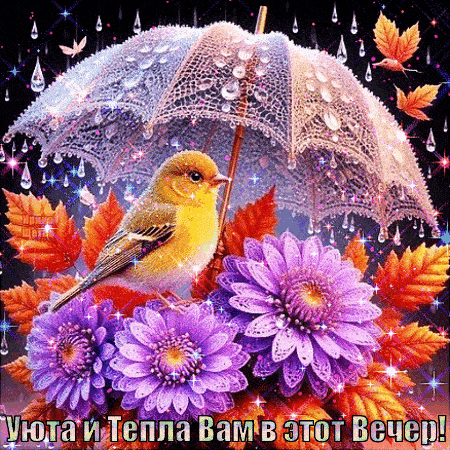 Открытка «Добрый вечер и пожелания»: Добрый вечер: «Уюта и тепла Вам в этот вечер!». Тэги: Добыий вечер, гифки…
