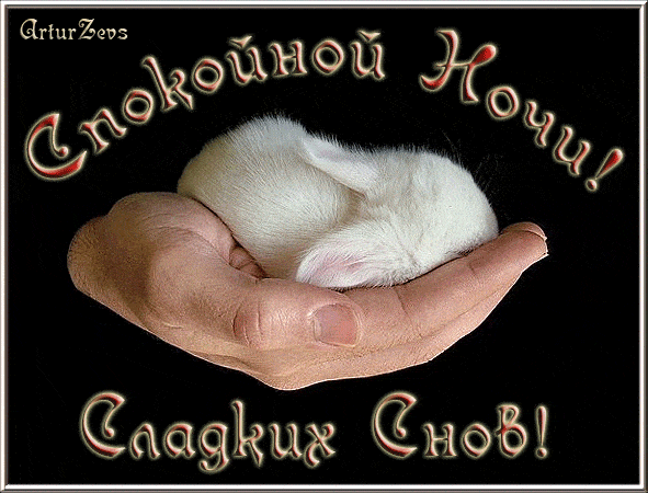 Открытка «Доброй ночи»: Спокойной ночи: «Маленький кролик в ладонях». Тэги: Спокойной ночи, Спокойной ночи, с пожелан…