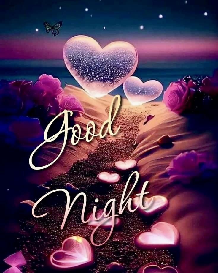 Открытка «Доброй ночи»: Спокойной ночи: Волшебное сердце и розы. Тэги: Спокойной ночи, Спокойной ночи, красивые…