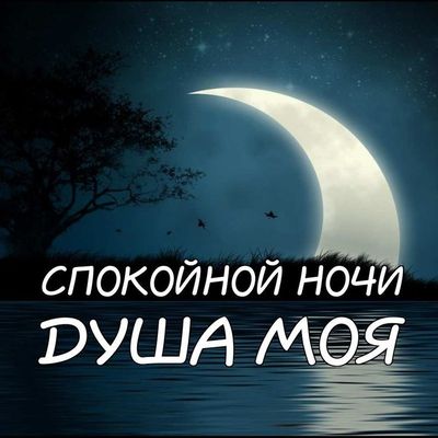 Открытка «Доброй ночи»: Спокойной ночи, душа моя: открытка с луной и рекой. Тэги: Спокойной ночи, Спокойной ночи…