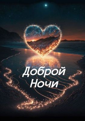Открытка «Доброй ночи»: Доброй ночи: Волшебное сердце над морем. Тэги: Спокойной ночи, ночной, Спокойной ночи, красив…