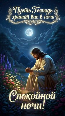 Открытка «Доброй ночи»: Доброй ночи: Христианское пожелание с Господом. Тэги: Спокойной ночи, христианский, Спокойной…