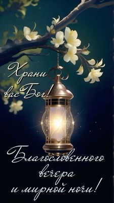 Открытка «Доброй ночи»: Добрый вечер и спокойной ночи: Храни вас Бог!. Тэги: Спокойной ночи, христианский, Добрый веч…