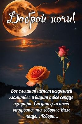 Открытка «Доброй ночи»: Доброй ночи: Христианское пожелание с розами и луной. Тэги: проза