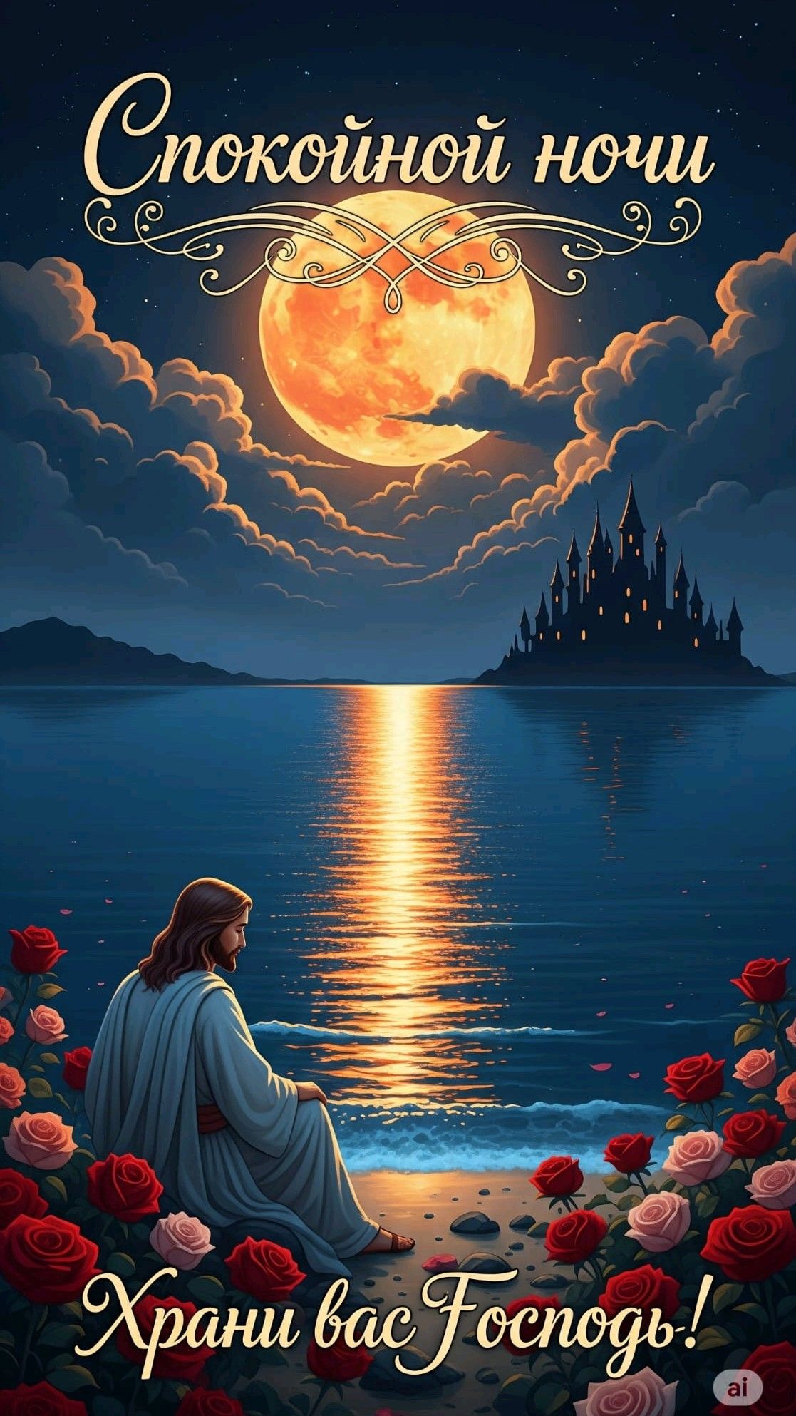 Открытка «Доброй ночи»: Доброй ночи: пожелание «Храни вас Господь». Тэги: Спокойной ночи, христианский, Спокойной ночи…