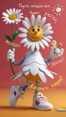 Открытка «С добрым утром»: С добрым утром: веселая ромашка для настроения. Тэги: С добрым утром с юмором, С добрым ут…