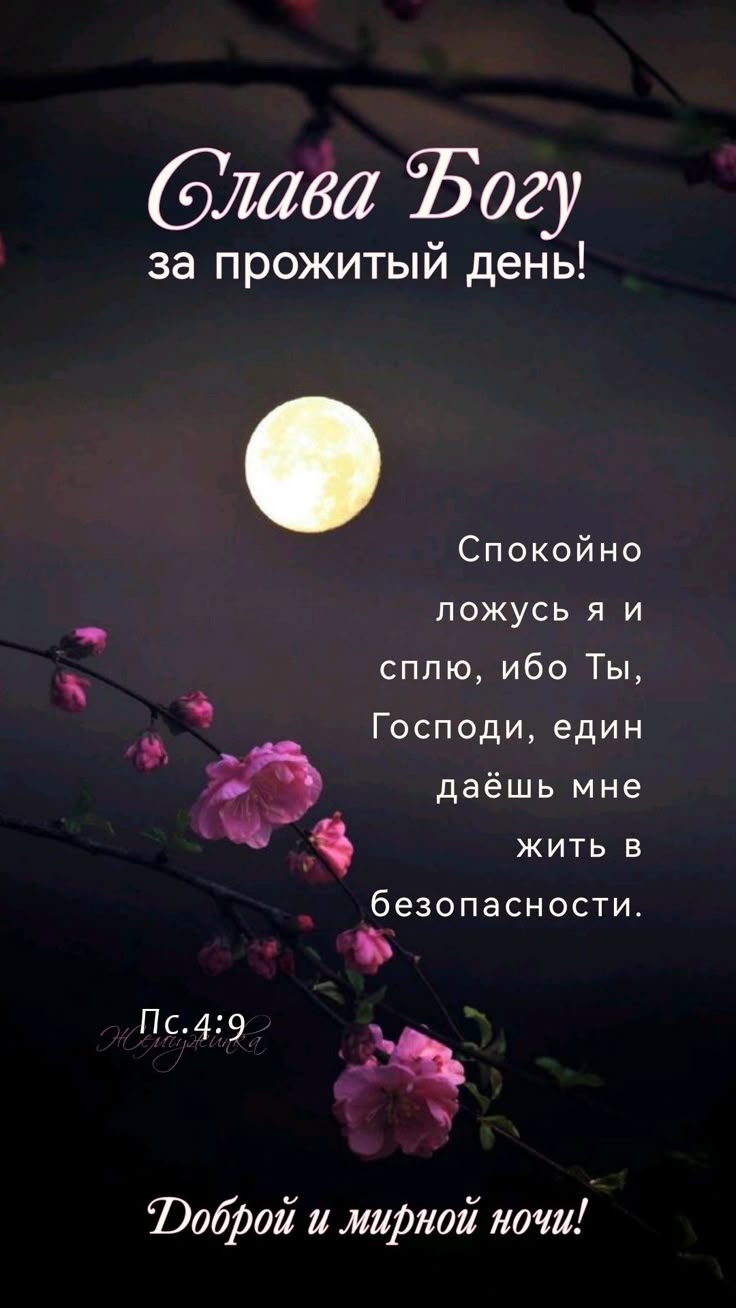 Открытка «Доброй ночи»: Доброй ночи: православное пожелание и стих из Библии. Тэги: Спокойной ночи, христианский…