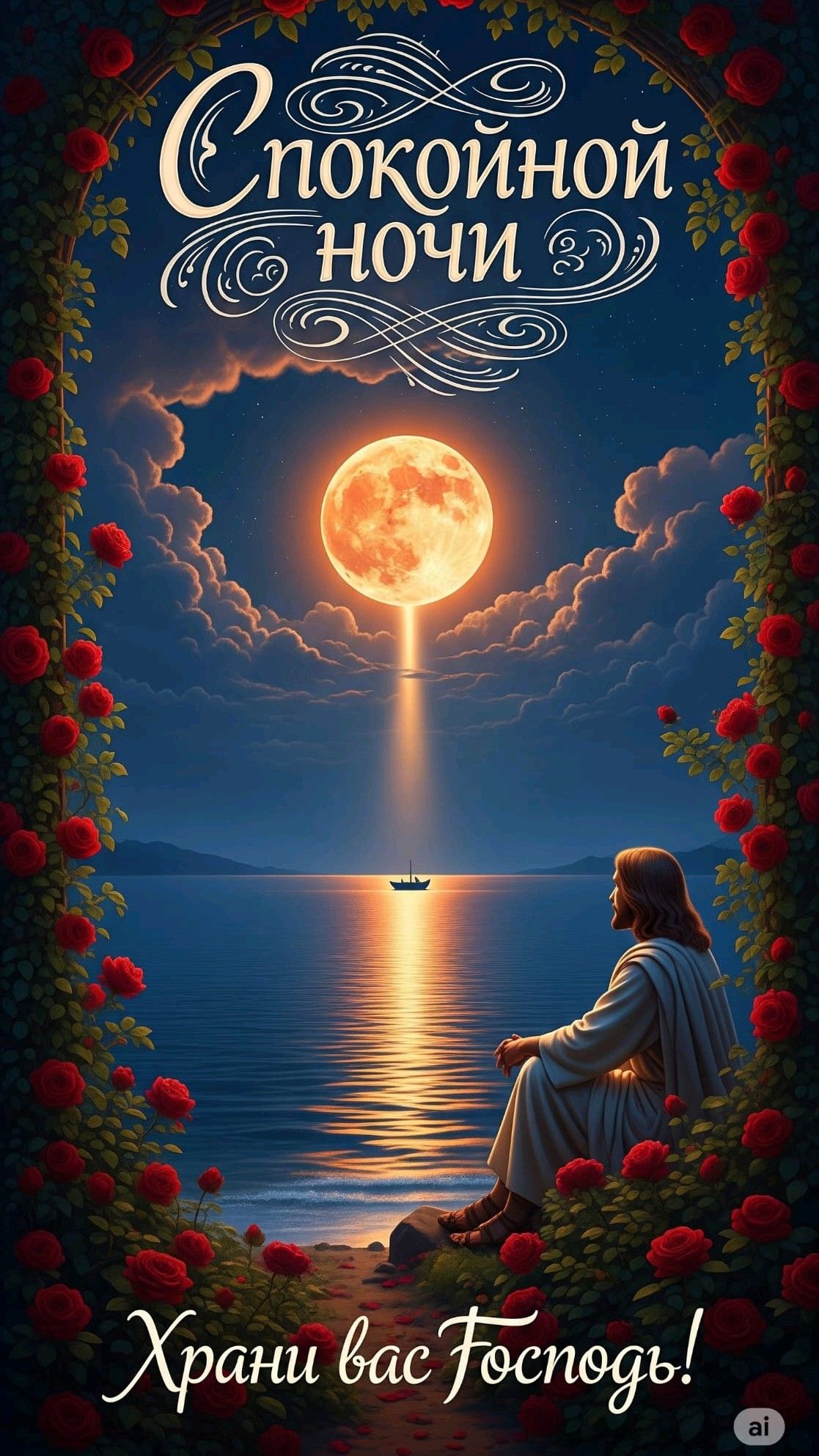 Открытка «Доброй ночи»: Спокойной ночи: Храни вас Господь. Тэги: Спокойной ночи, христианский, Спокойной ночи, красив…