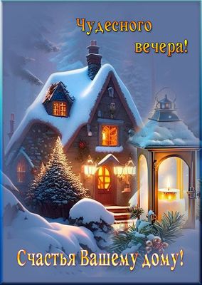 Открытка «Добрый вечер и пожелания»: Добрый вечер: открытка «Счастья Вашему дому». Тэги: Добрый зимний вечер, Добрый…