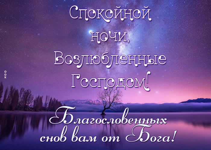 Открытка «Доброй ночи»: Доброй ночи: Благословенных снов вам от Бога. Тэги: христианский