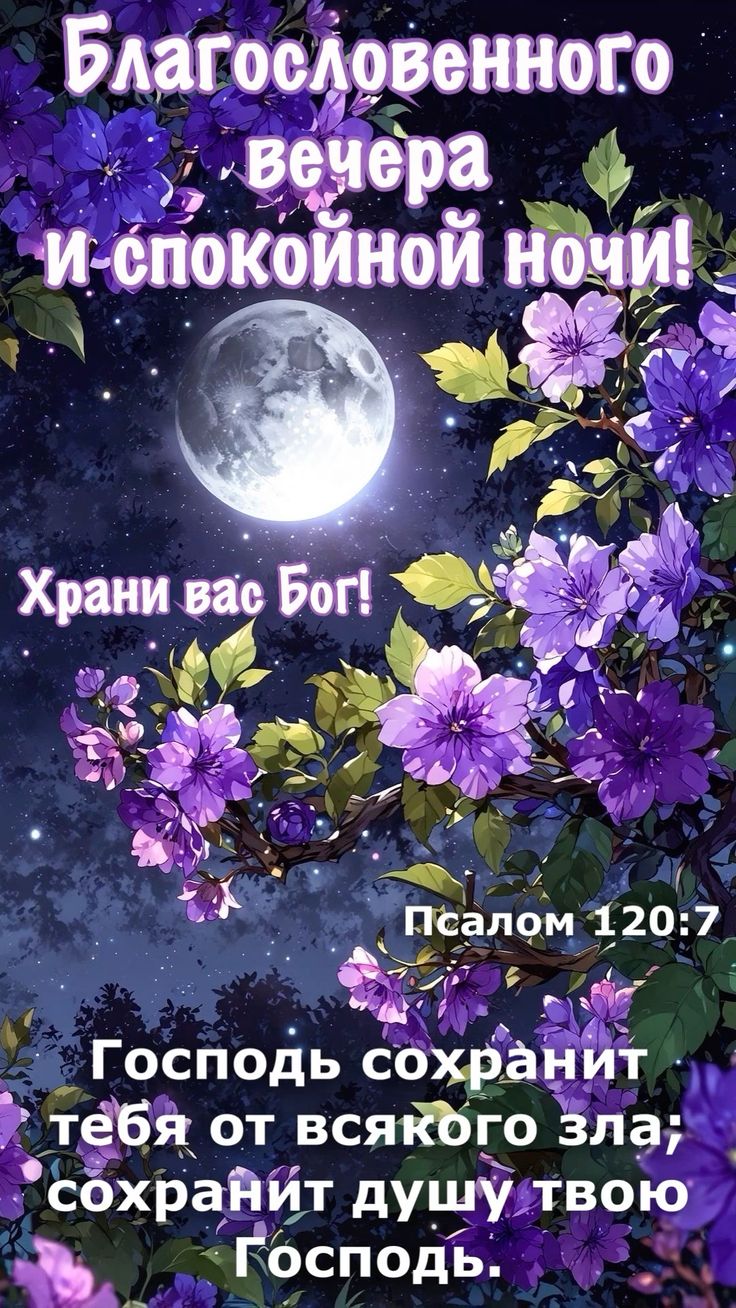 Открытка «Доброй ночи»: Христианское пожелание доброго вечера и спокойной ночи. Тэги: Спокойной ночи, ночной, христиа…