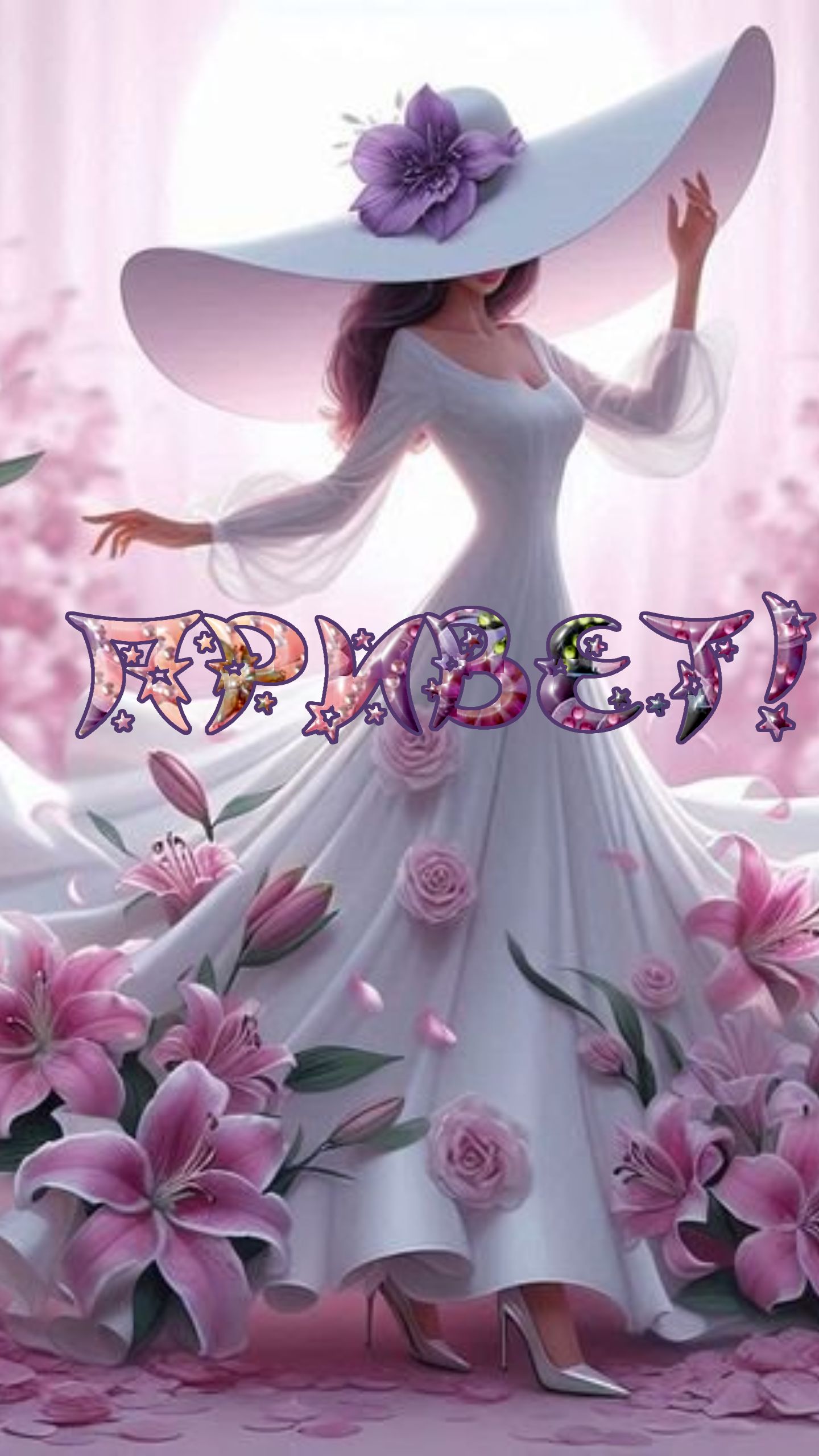 Открытка «Добрый день»: Добрый день: «Привет!» от очаровательной леди в цветах. Тэги: Добрый день и добрые пожелания…