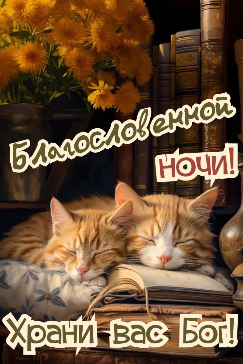 Открытка «Доброй ночи»: Спокойной ночи: Благословенной ночи и Храни вас Бог. Тэги: Спокойной ночи, Спокойной ночи…