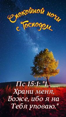 Открытка «Доброй ночи»: Спокойной ночи с Господом: Христианское пожелание с Псалмом. Тэги: Спокойной ночи, христианск…