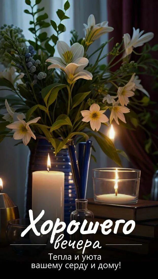 Открытка «Добрый вечер и пожелания»: Хорошего вечера: Хорошего вечера, тепла и уюта. Тэги: Доброго вечера и хорошего…