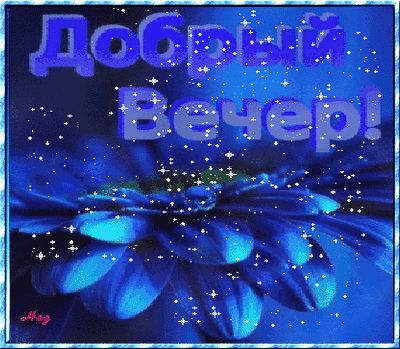 Открытка «Добрый вечер и пожелания»: Добрый вечер: синий цветок и магическое сияние. Тэги: Доброго вечера и хорошего…