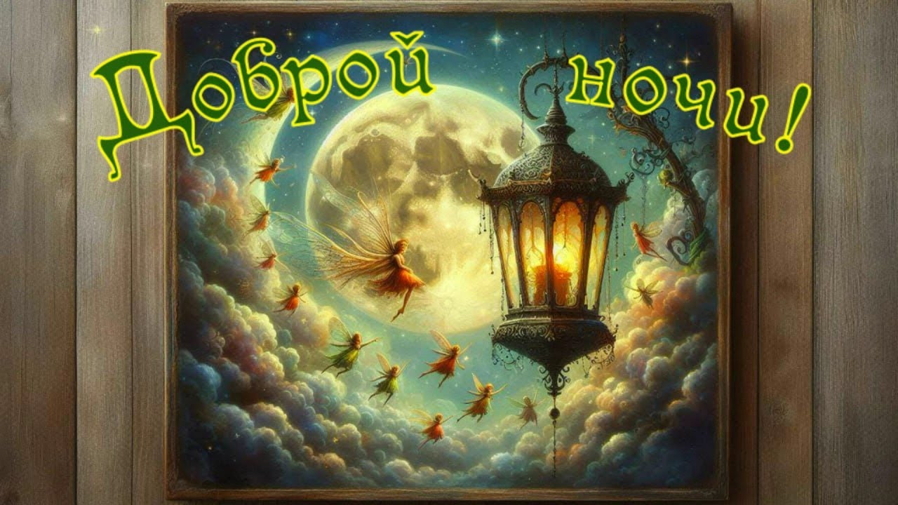 Открытка «Доброй ночи»: Доброй ночи: Волшебная открытка с феями и луной. Тэги: Спокойной ночи, Спокойной ночи, красив…