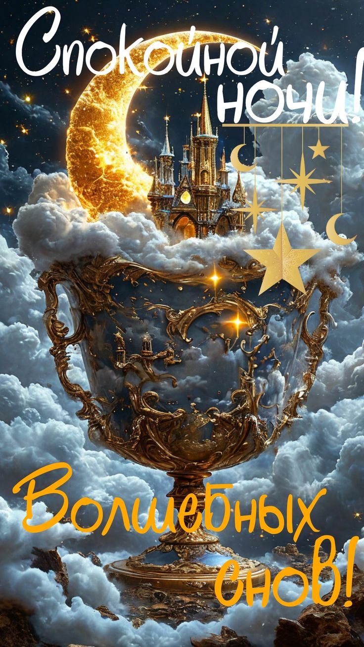 Открытка «Доброй ночи»: Спокойной ночи: «Волшебный замок в облаках». Тэги: Спокойной ночи, Спокойной ночи, красивые…
