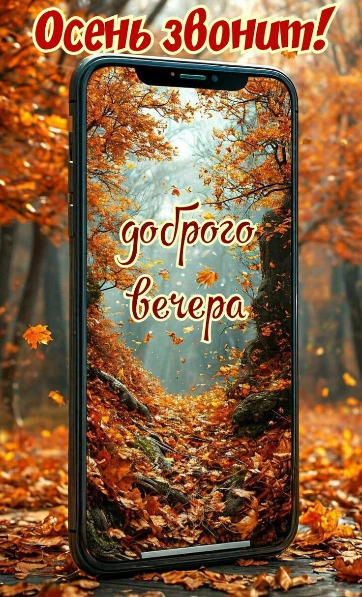 Открытка «Для поднятия настроения»: Добрый вечер: осенний привет для настроения. Тэги: Добрый вечер и пожелания…