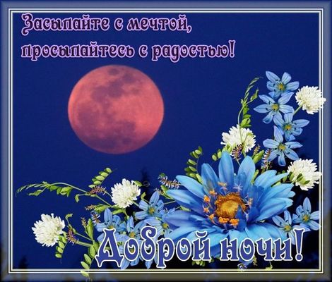 Открытка «Доброй ночи»: Доброй ночи: пожелание «Засыпайте с мечтой». Тэги: Спокойной ночи, Спокойной ночи, красивые…