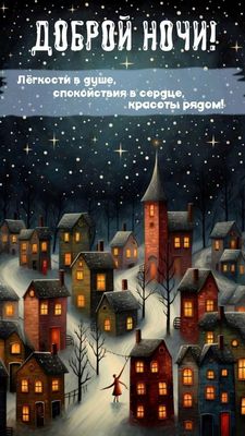 Открытка «Доброй ночи»: Спокойной ночи: открытка с пожеланием в стихах. Тэги: Спокойной ночи, пожелание, радость…
