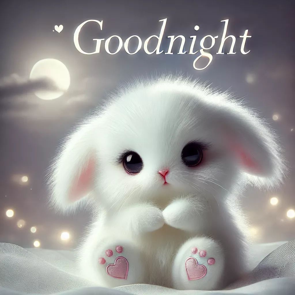 Открытка «Доброй ночи»: Спокойной ночи: Милый зайчик под луной. Тэги: Спокойной ночи, Спокойной ночи, с пожеланиями…