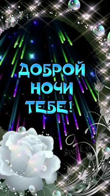 Открытка «Доброй ночи»: Спокойной и доброй ночи: «Мерцающая роза». Тэги: Спокойной ночи, пожелание, радость, надпись…