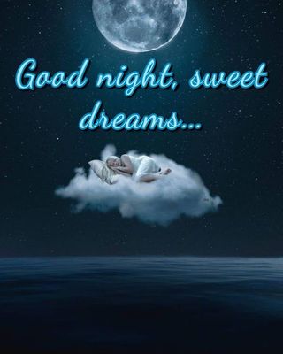 Открытка «Доброй ночи»: Спокойной ночи: открытка «Сон на облаке». Тэги: Спокойной ночи, Спокойной ночи, с пожеланиями…