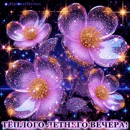 Открытка «Анимационный»: Добрый вечер: «Волшебные цветы» для настроения. Тэги: сияющий, Добрый вечер и пожелания…