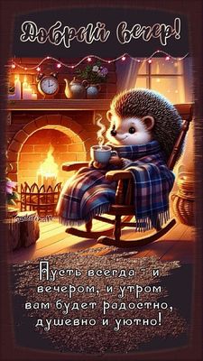 Открытка «Добрый вечер и пожелания»: Добрый вечер! Желаю отличного настроения и уюта. Тэги: Доброго вечера и хорошего…