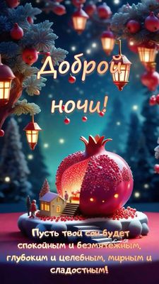 Открытка «Доброй ночи»: Доброй ночи: «Сказочный гранат» и фонарики. Тэги: Спокойной ночи, Спокойной ночи, красивые…