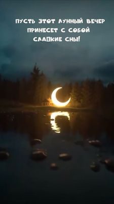 Открытка «Спокойной ночи»: Добрый вечер и сладкие сны: лунный пейзаж. Тэги: Добрый вечер и пожелания, Добрый вечер кр…