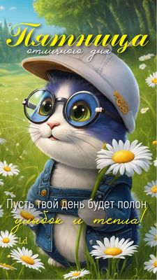 Открытка «С добрым утром»: Пятница: отличного дня, улыбок и тепла!. Тэги: кот, животное, пожелание, позитивная…