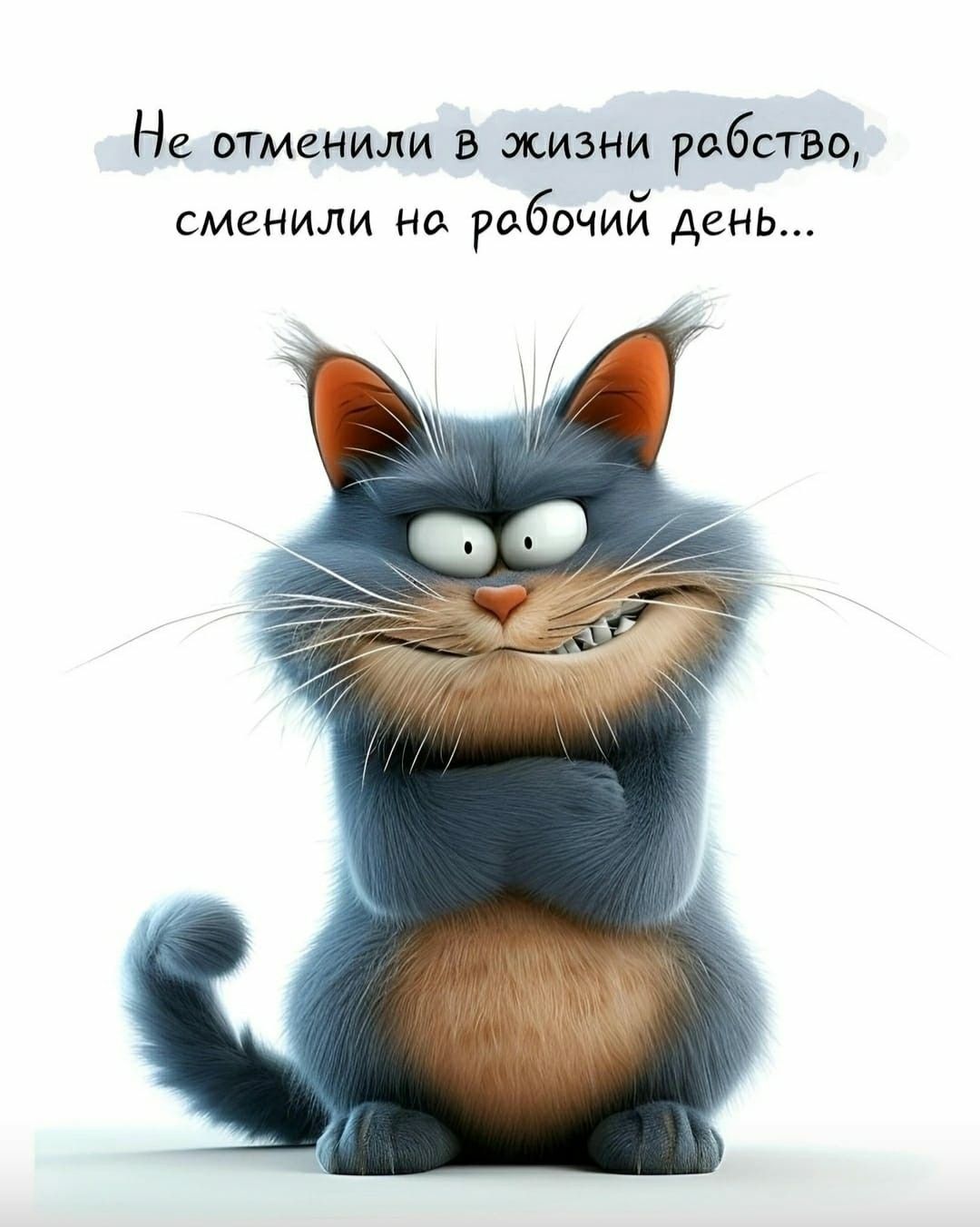 Открытка «С добрым утром»: С добрым утром! Кот о рабочем дне. Тэги: кот, животное, пожелание, отличное настроение…