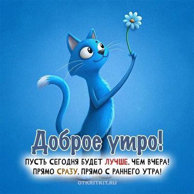 Открытка «С добрым утром»: Доброе утро: милый кот желает лучшего дня!. Тэги: хорошего дня, кот, животное, пожелание…