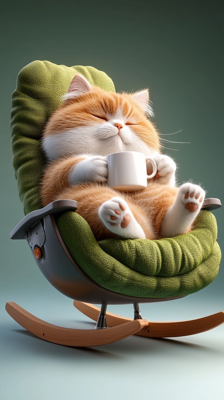 Открытка «С добрым утром»: Уютное доброе утро с пушистым котом и чашкой кофе. Тэги: кот, животное, пожелание, утро…