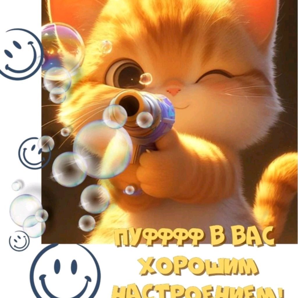 Открытка «С добрым утром»: Пушистый котёнок дарит доброе утро и настроение!. Тэги: кот, животное, пожелание, юмор…