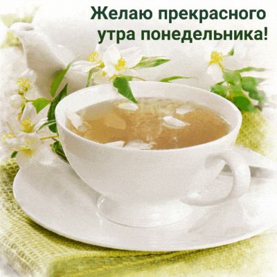 Открытка «С добрым утром»: Прекрасное утро понедельника! Нежность и чай.. Тэги: пожелание, позитивная, хорошего дня…