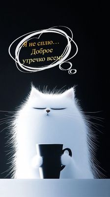 Открытка «С добрым утром»: Я не сплю... Доброе утречко всем!. Тэги: кот, животное, пожелание, юмор, утро, друг…