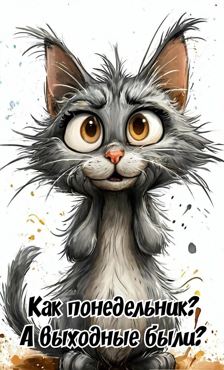 Открытка «С добрым утром»: С добрым утром! Кот и вечный вопрос о выходных. Тэги: кот, животное, пожелание, позитивная…